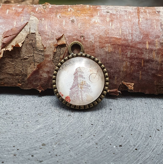 Anhänger mit Motivcabochon, 20mm, antik bronzefarbig