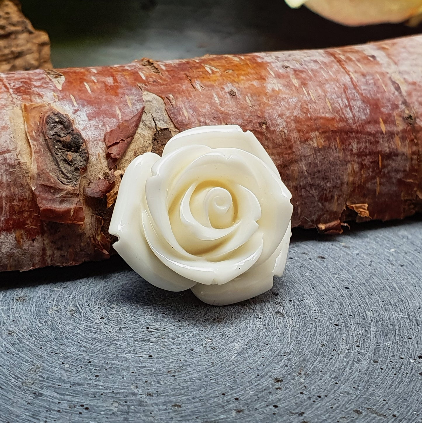 Cabochon, Flatback, Rose, Resin, Cremeweiß