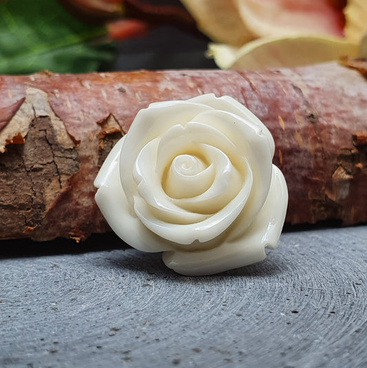 Cabochon, Flatback, Rose, Resin, Cremeweiß, 25mm