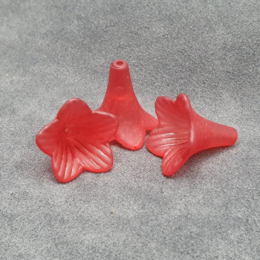 6 Acrylperlen, Große Blüten, 24mm, Kelche, Gefrostet, verschiedene Farben