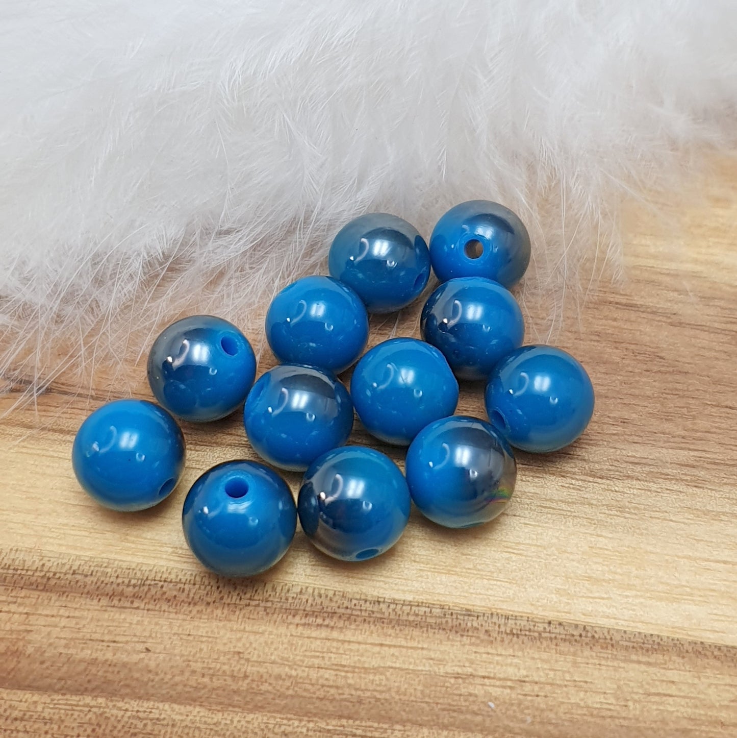12 Kunststoffperlen, metallic bedampft, 10mm