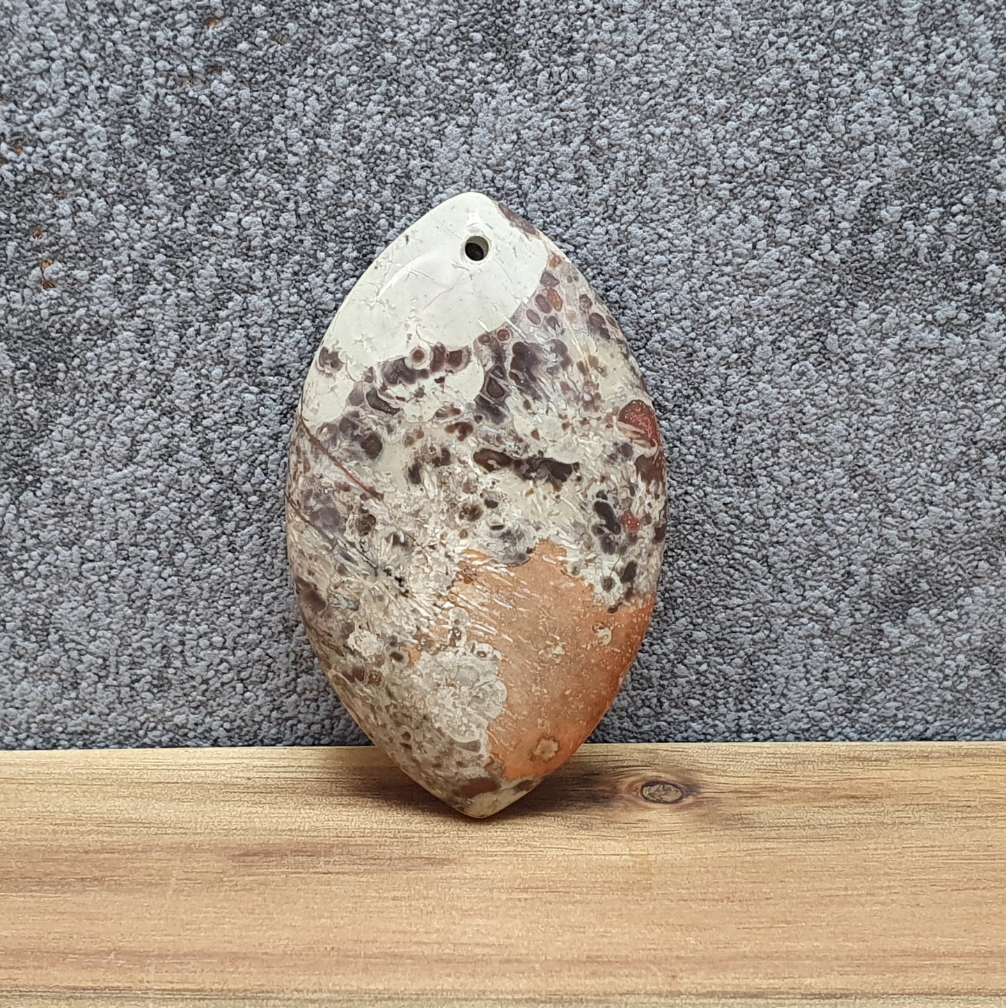 Große Anhänger Perle, mit Loch, Landschaftsjaspis, Navette, 5cm