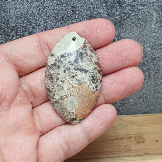 Große Anhänger Perle, mit Loch, Landschaftsjaspis, Navette, 5cm