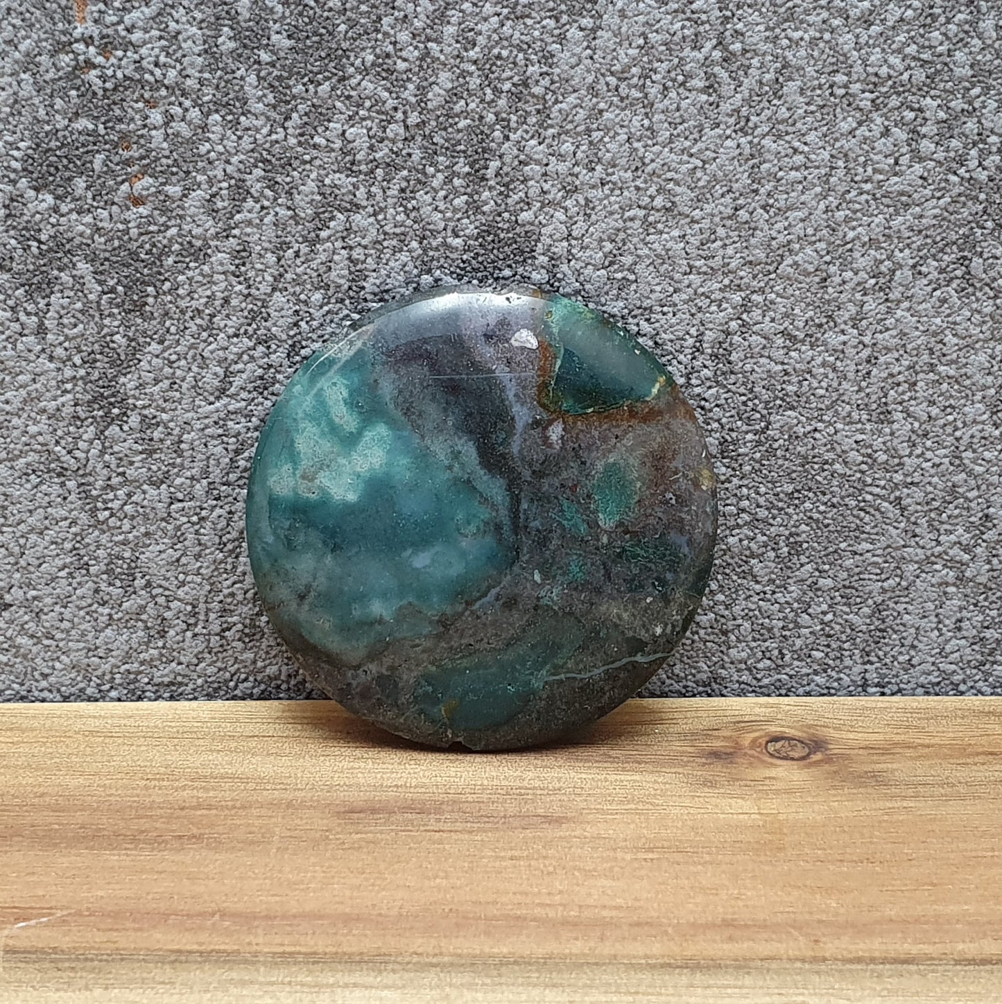 Große Perle, Münze, Jaspis, Dunkelgrün, 36mm, 2. Wahl