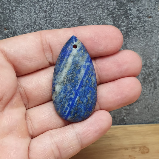Große Anhänger Perle, mit Loch, Lapis Lazuli, Träne, 4,3cm
