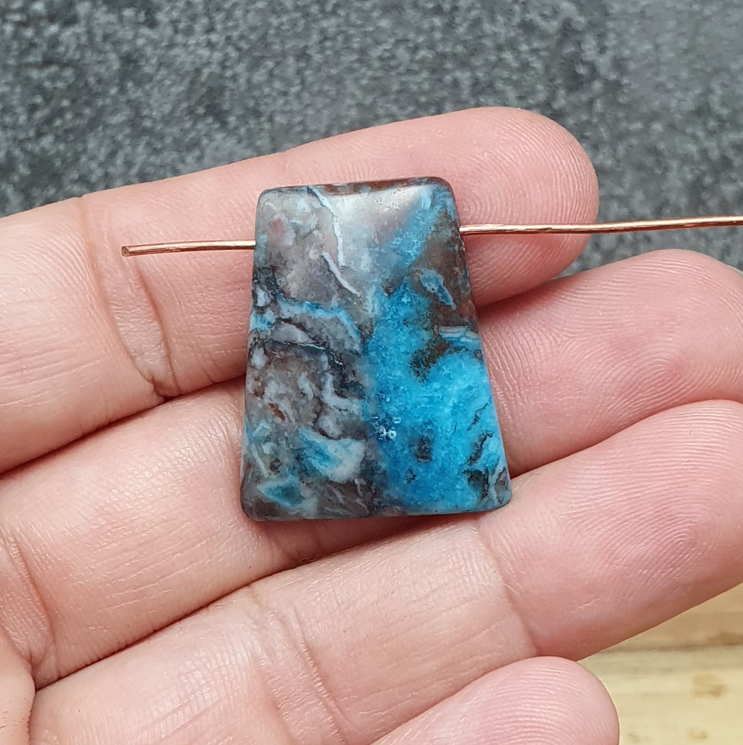 Perle, mit Fädelloch, Crazy Lace Achat, Tiefbau, Trapez, 27x22mm