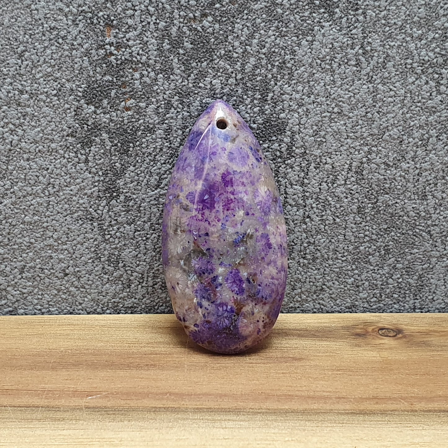 Große Anhänger Perle, mit Loch, Fossile Koralle, Träne, 4,5cm