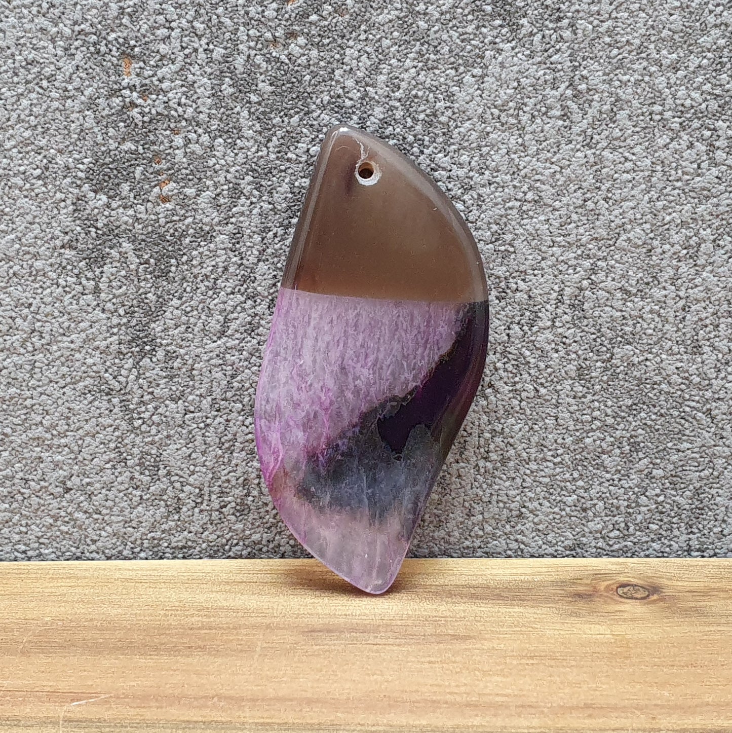 Große Anhänger Perle, mit Loch, Achat, Welle, 4,9cm