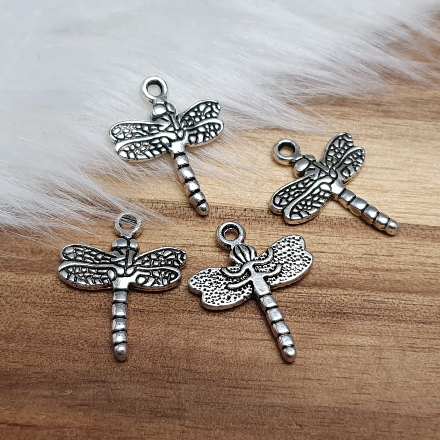 3 Anhänger, Charms, Libelle, 20mm, antik silberfarbig, Schmuck Basteln
