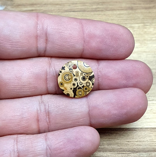 10 runde Anhänger aus Holz im Retro Style, 15mm, Kreativbedarf