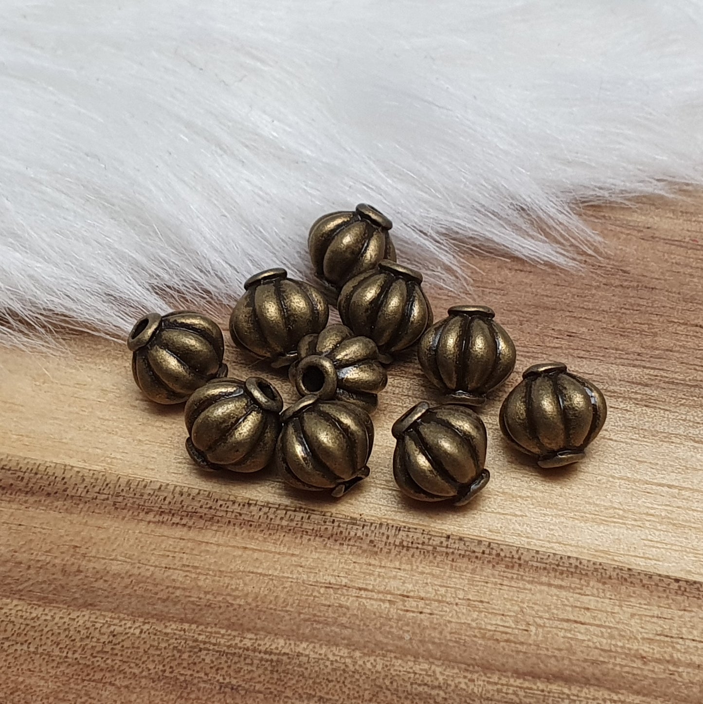 10 Metallperlen, Vintage, Laterne, 8mm, antik bronzefarbig, Schmuck DIY