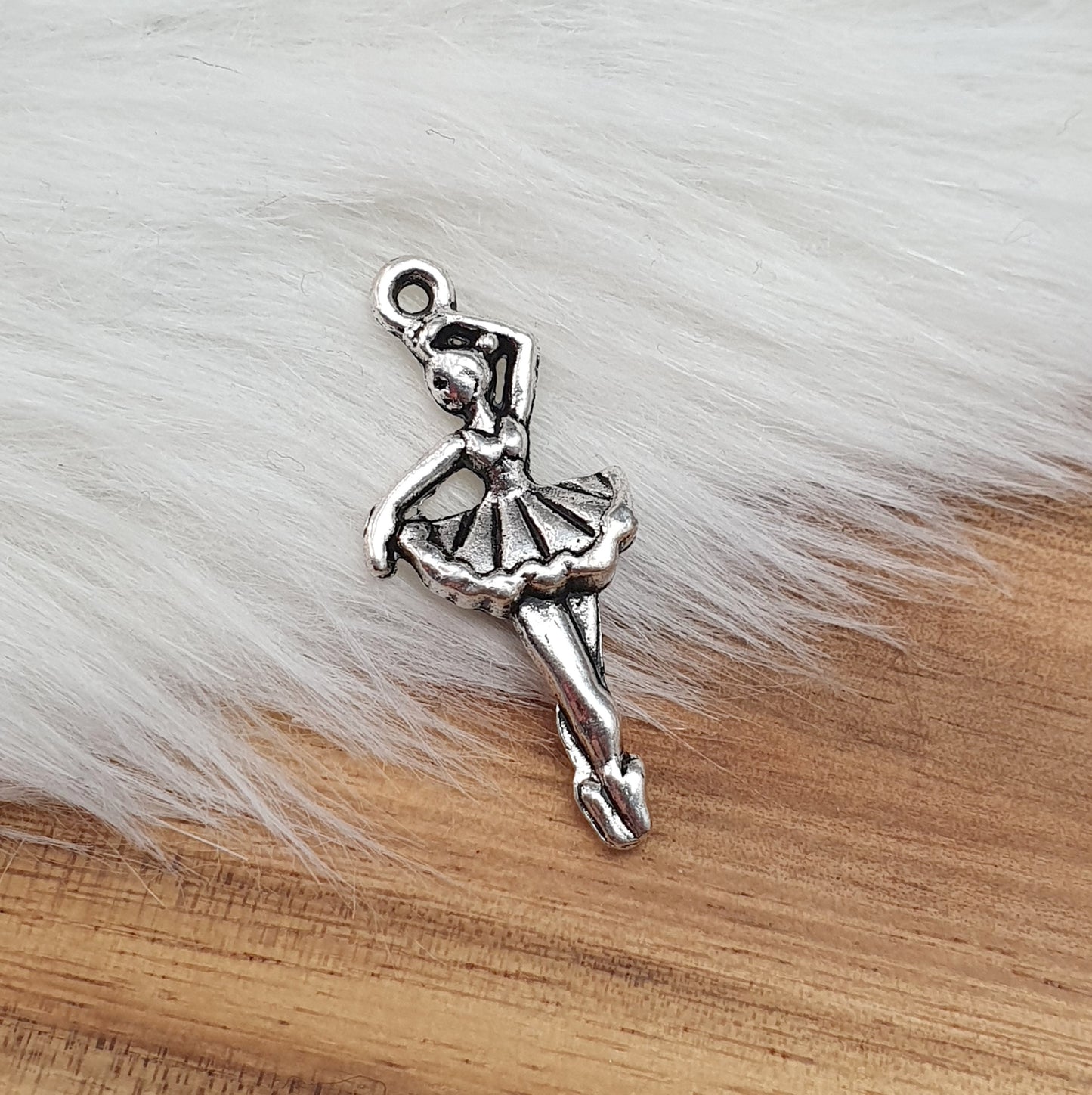 Anhänger Ballerina, 3D, 31mm, antik silberfarbig