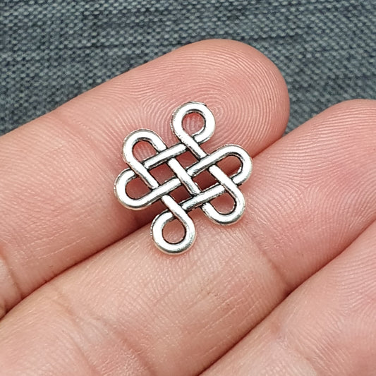 2 Verbinder, Knotenwerk, 17x9mm, silberfarbig