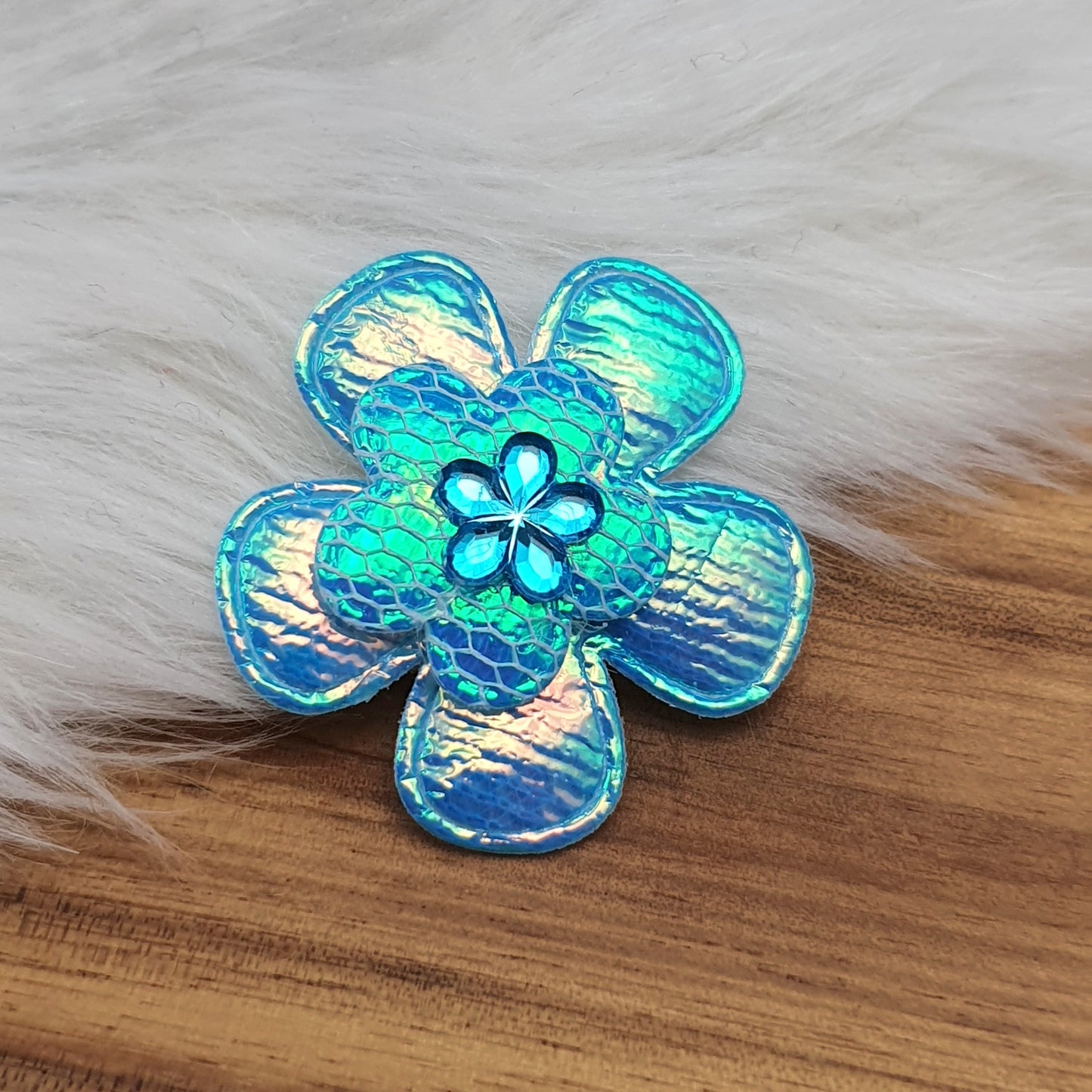 2 Applikationen, padded, Blume, Blau, 35mm, Kreativbedarf