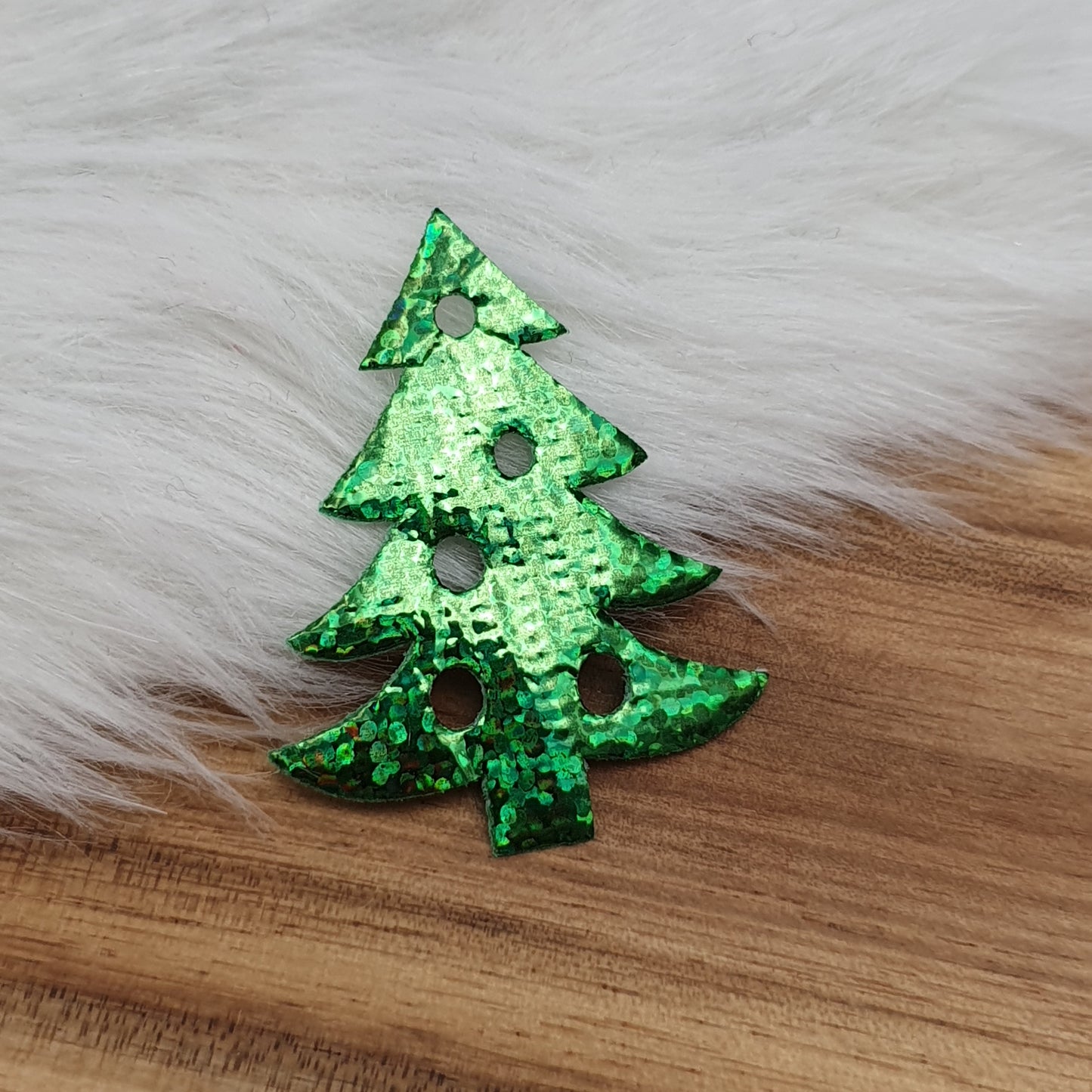 4 Applikationen, Stoff, Tannenbaum, Glitzernd, Grün, 38mm, Kreativbedarf
