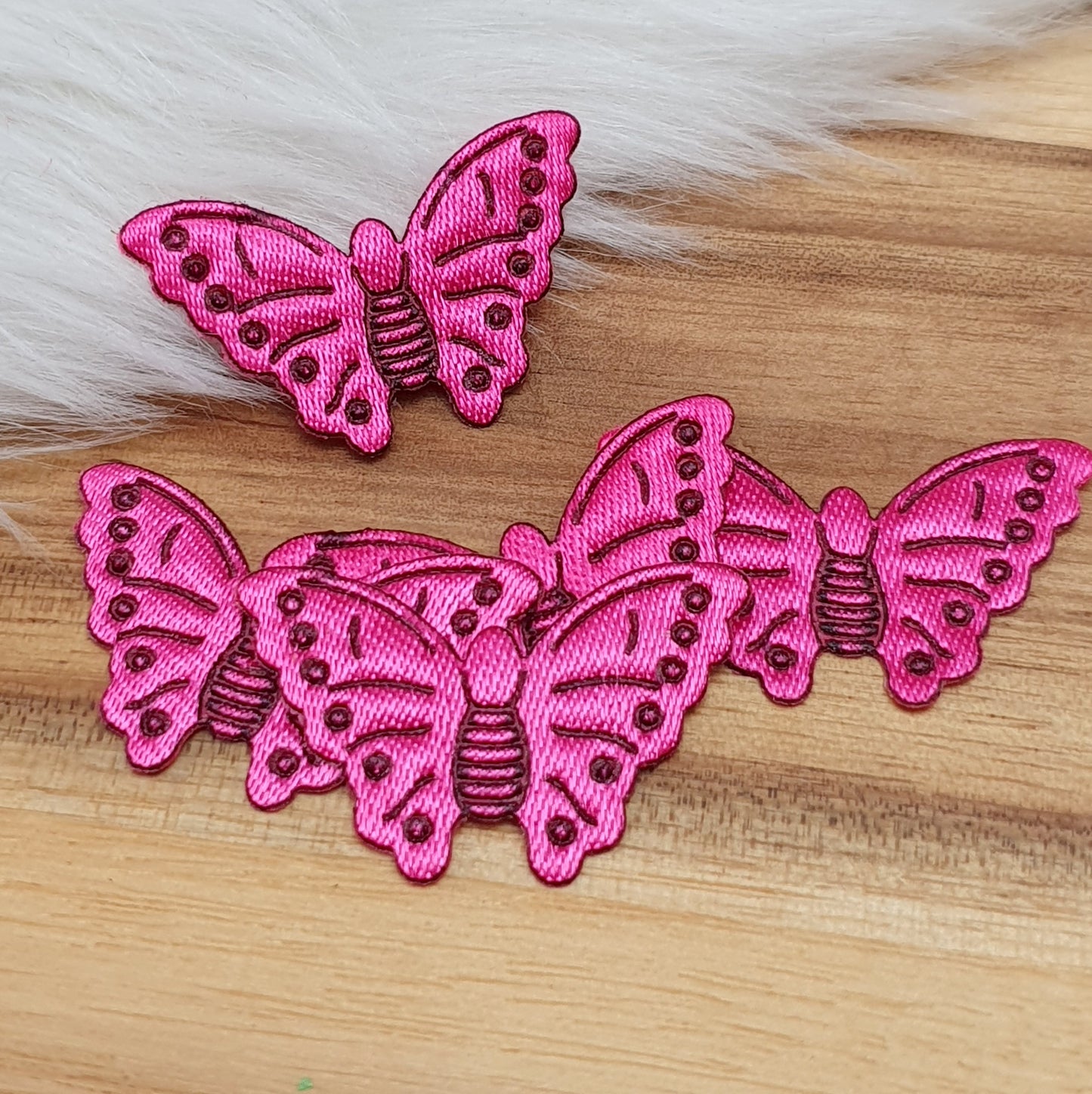 5 Applikationen, padded, Schmetterling, Fuchsia, 30mm, Kreativbedarf