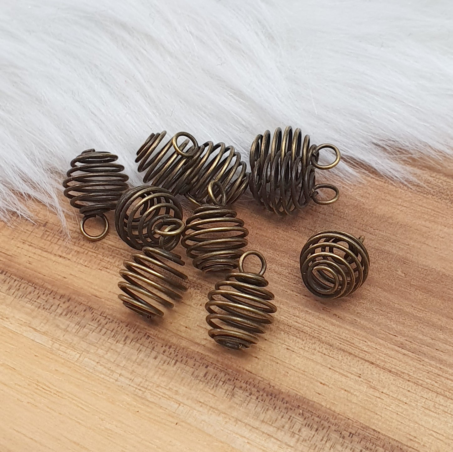 10 Mini Anhänger, Käfig, Perlenkäfig, 12mm, antik bronzefarbig