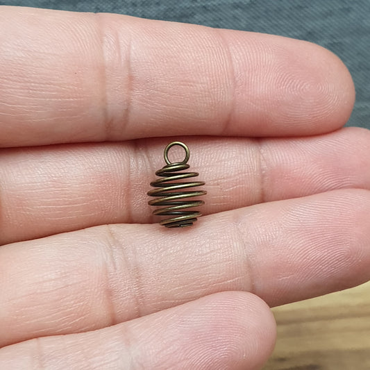 10 Mini Anhänger, Käfig, Perlenkäfig, 12mm, antik bronzefarbig