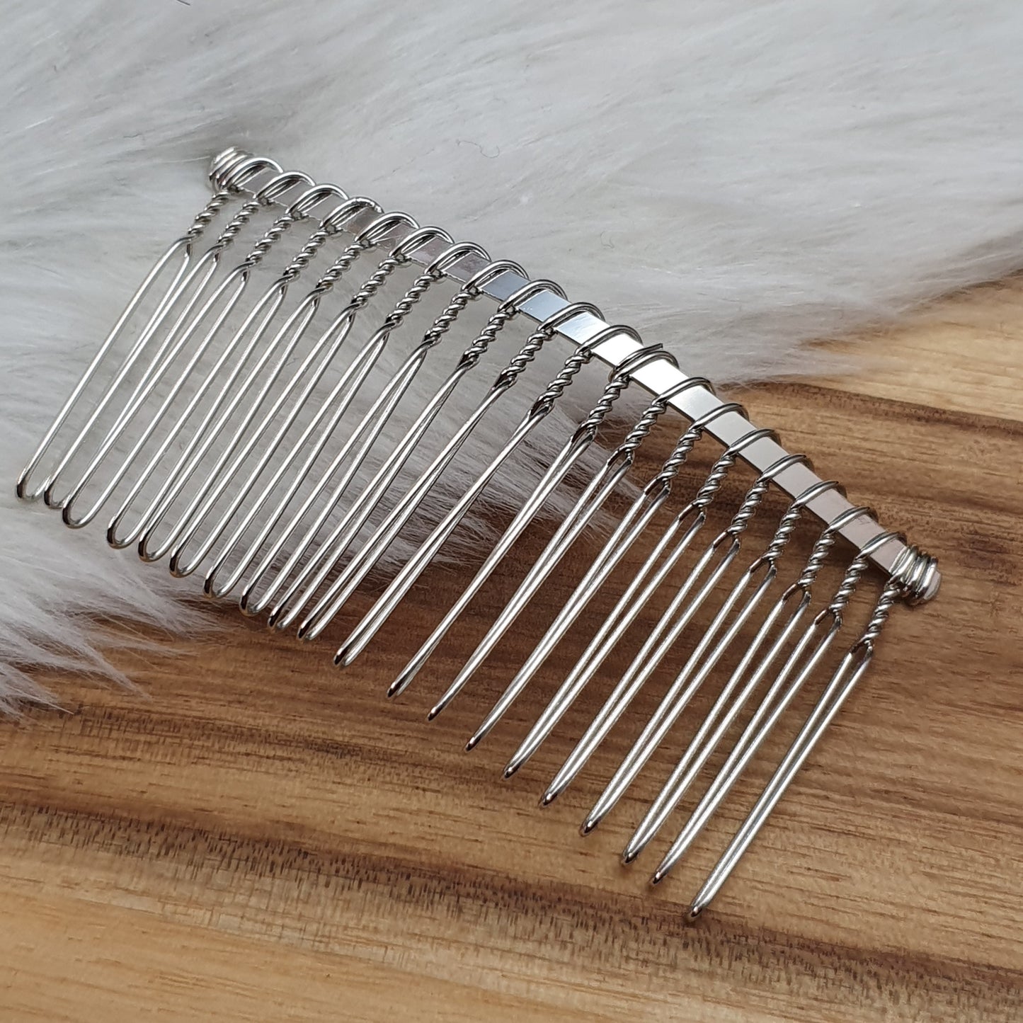 Haarkamm, Silber, aus Draht, 20 Zähne, 7,5cm, Silberfarbig