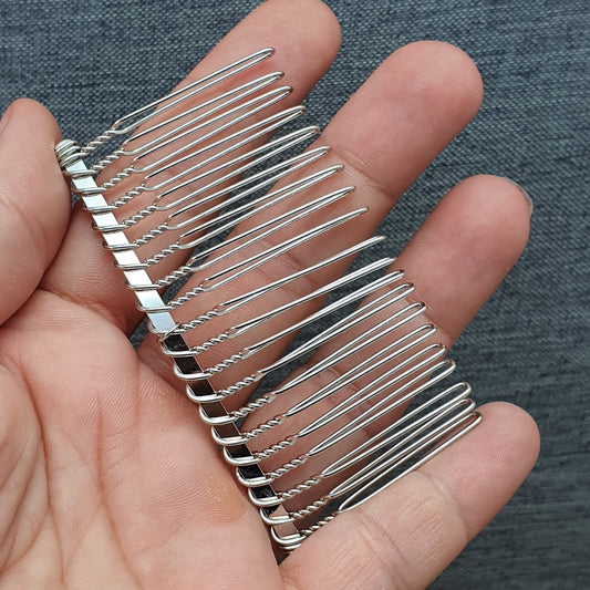 Haarkamm, Silber, aus Draht, 20 Zähne, 7,5cm, Silberfarbig
