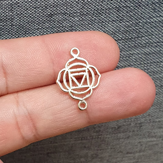 2 Verbinder, Chakra Muladhara, 20x15mm, KC vergoldet