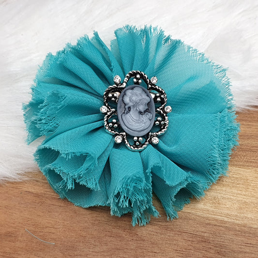 Stoffrosette, 70mm, Petrol, Applikation, Kreativbedarf