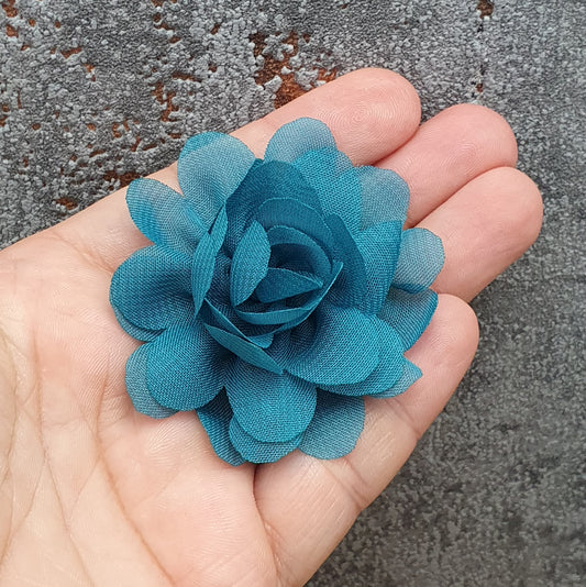 Blume aus Stoff, 50mm, Petrol, Applikation, Kreativbedarf