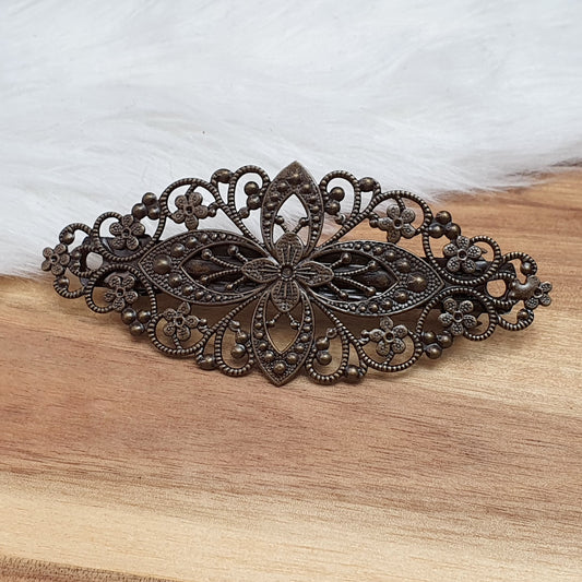 Frz. Haarspange, Vintage-Design, 5,5cm, antik bronzefarbig, Haarschmuck DIY