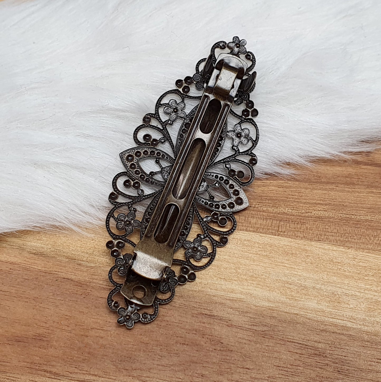 Frz. Haarspange, Vintage-Design, 5,5cm, antik bronzefarbig, Haarschmuck DIY