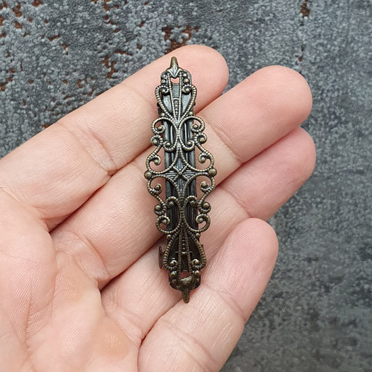 Frz. Haarspange, Vintage-Design, 5,5cm, antik bronzefarbig, Haarschmuck DIY