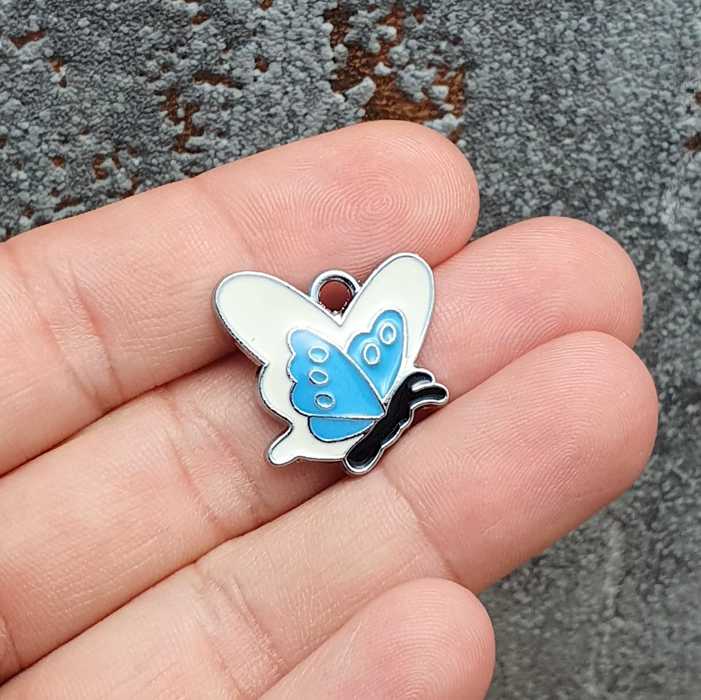 Emaillierte Anhänger Blume, Schmetterling, Kirsche, Edelstahl