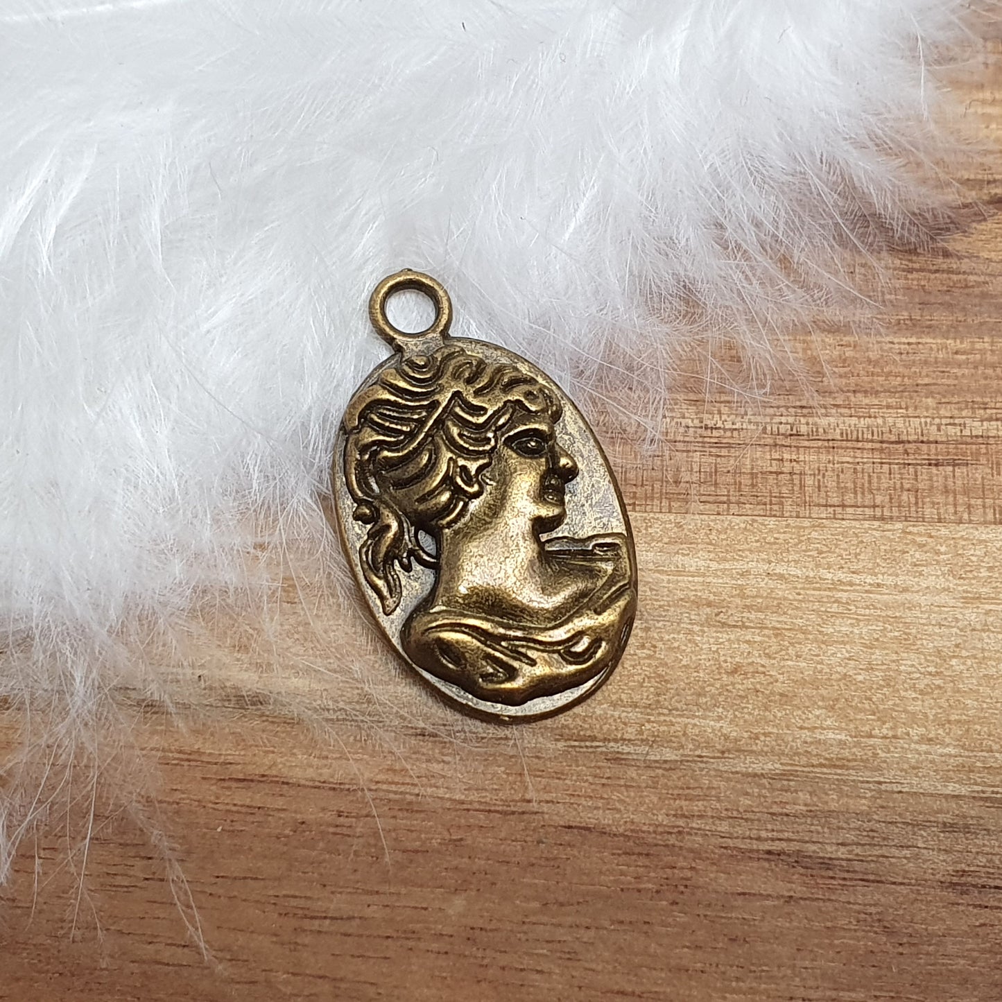 2 Anhänger, Frauenbild, Cameo, Gemme,29mm, antik bronzefarbig, Schmuck Basteln