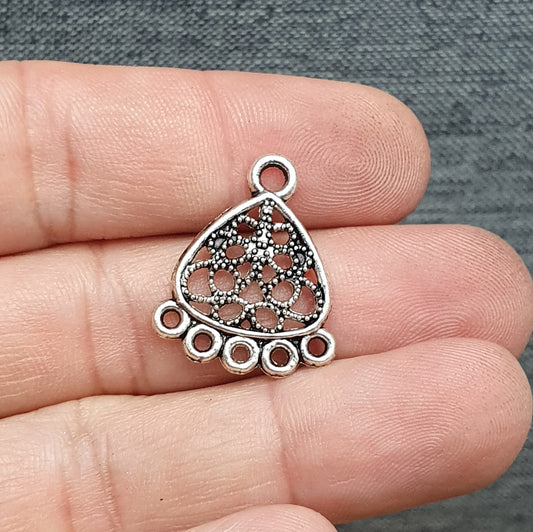 6 Verbinder, Dreieck, Filigran, 22x18mm, antik silberfarbig, Kreativbedarf