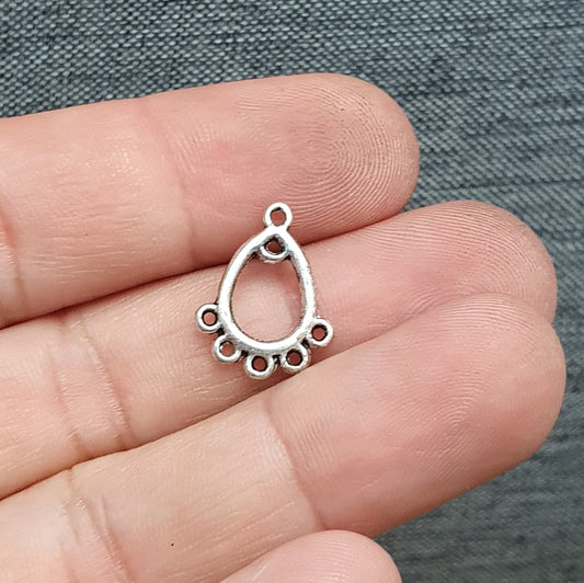 4 Verbinder, Träne, Filigran, 16x12mm, antik silberfarbig, Kreativbedarf