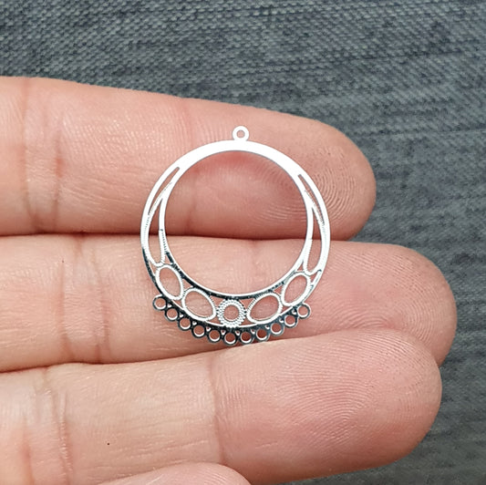 2 Verbinder, Rund, Filigran, Edelstahl, Kreativbedarf