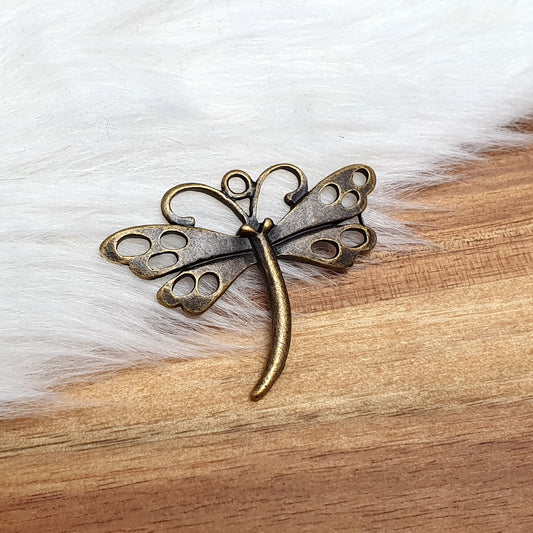 Anhänger, Libelle, 27mm, antik bronzefarbig, Schmuck DIY