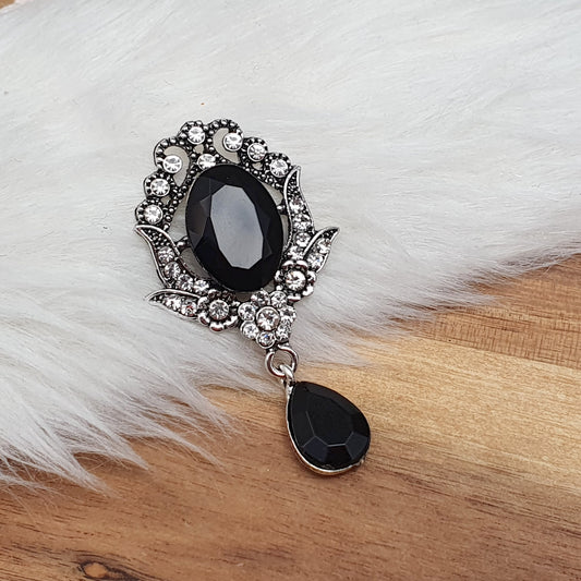 Zierelement mit Strass & Schmuckstein, 55 x 29mm