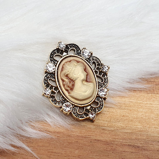 Zierelement mit Strass & Cabochon Kamee, 30 x 26mm