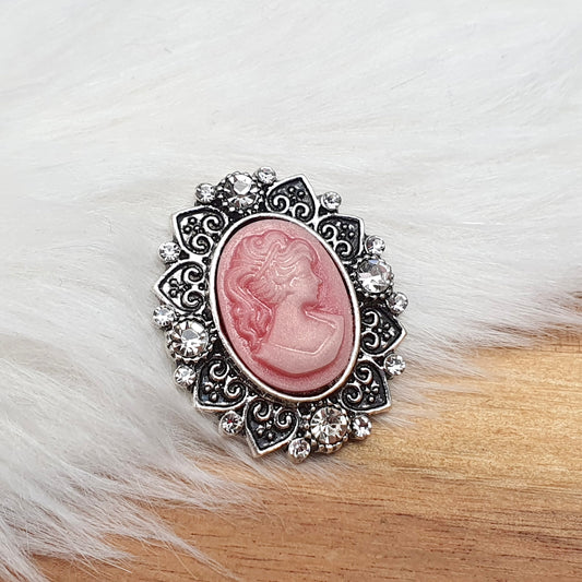 Zierelement mit Strass & Cabochon Kamee, 30 x 26mm