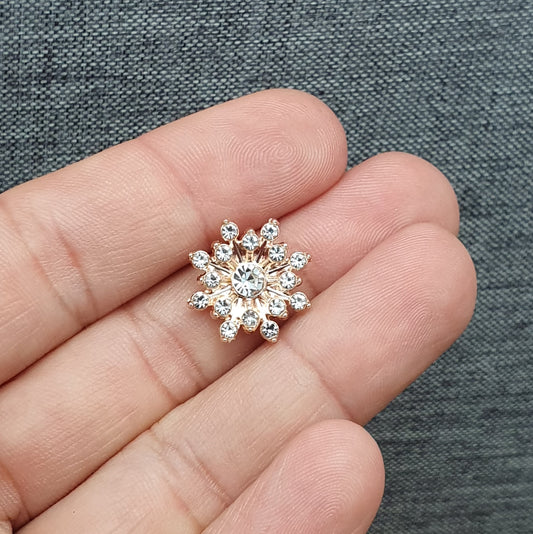 Zierelement vergoldet mit Strass, 16x15mm