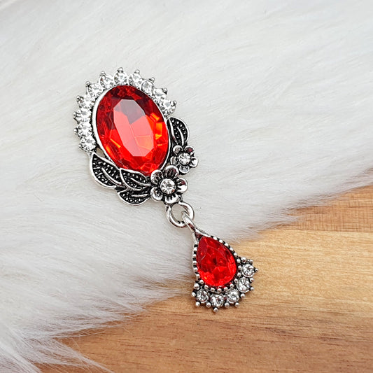 Zierelement mit Strass & Schmuckstein, 52x23mm