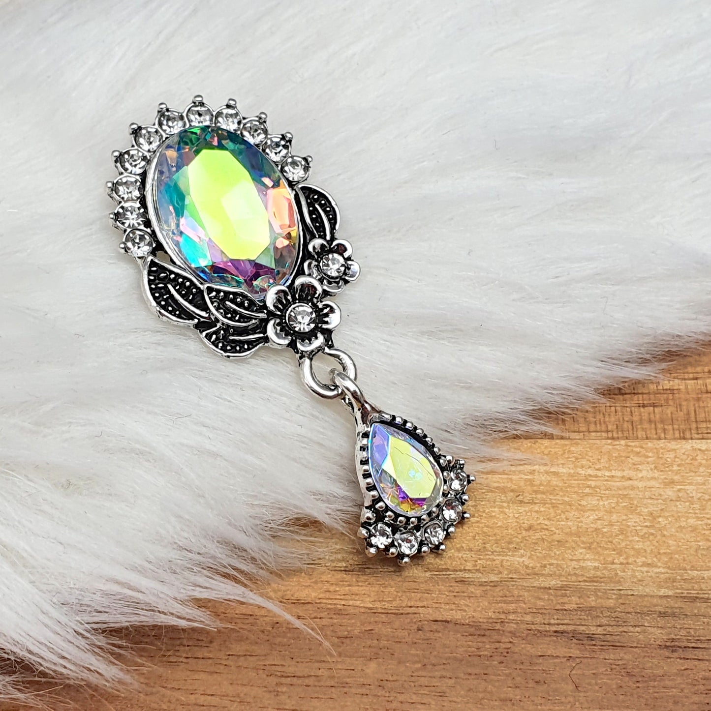 Zierelement mit Strass & Schmuckstein, 52x23mm