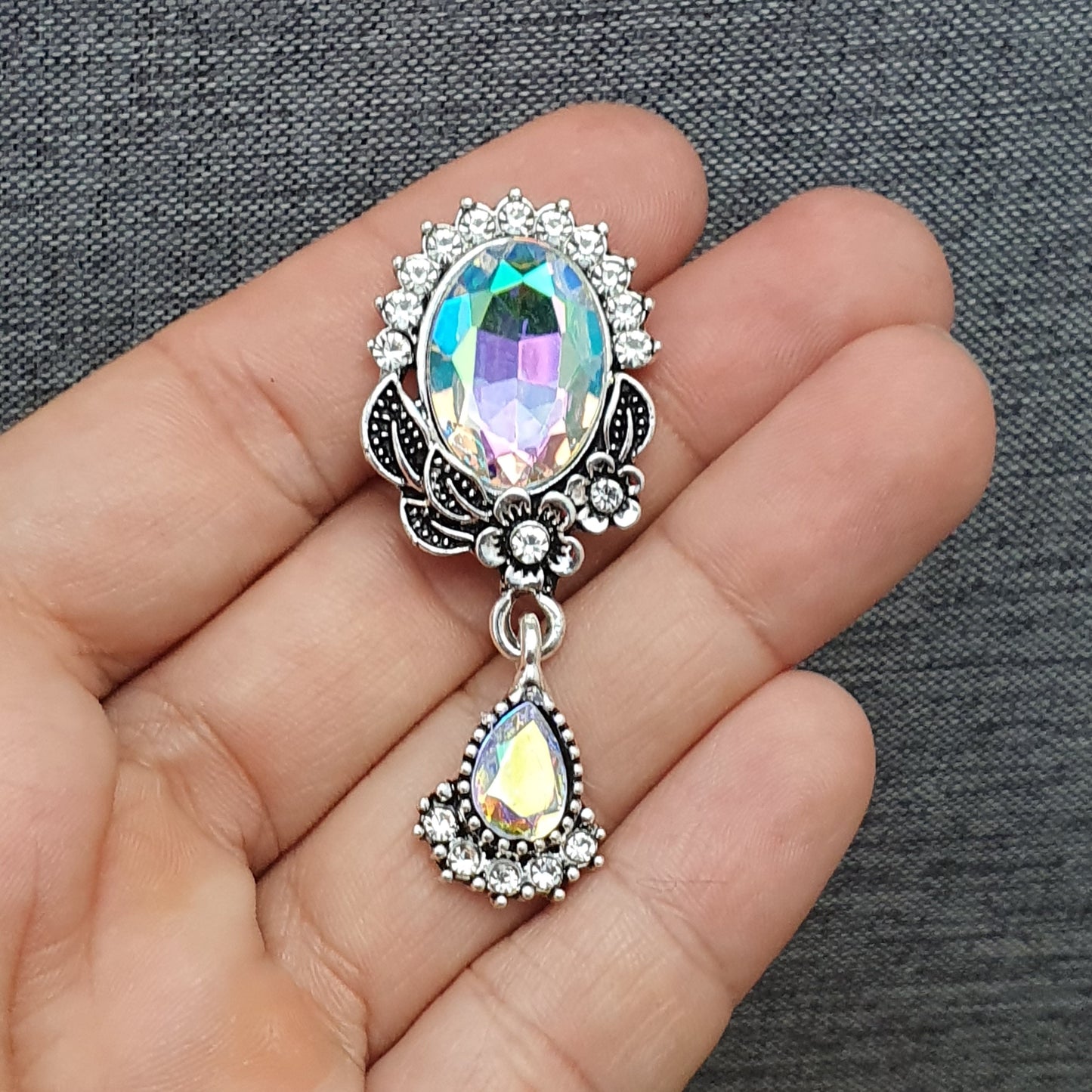 Zierelement mit Strass & Schmuckstein, 52x23mm
