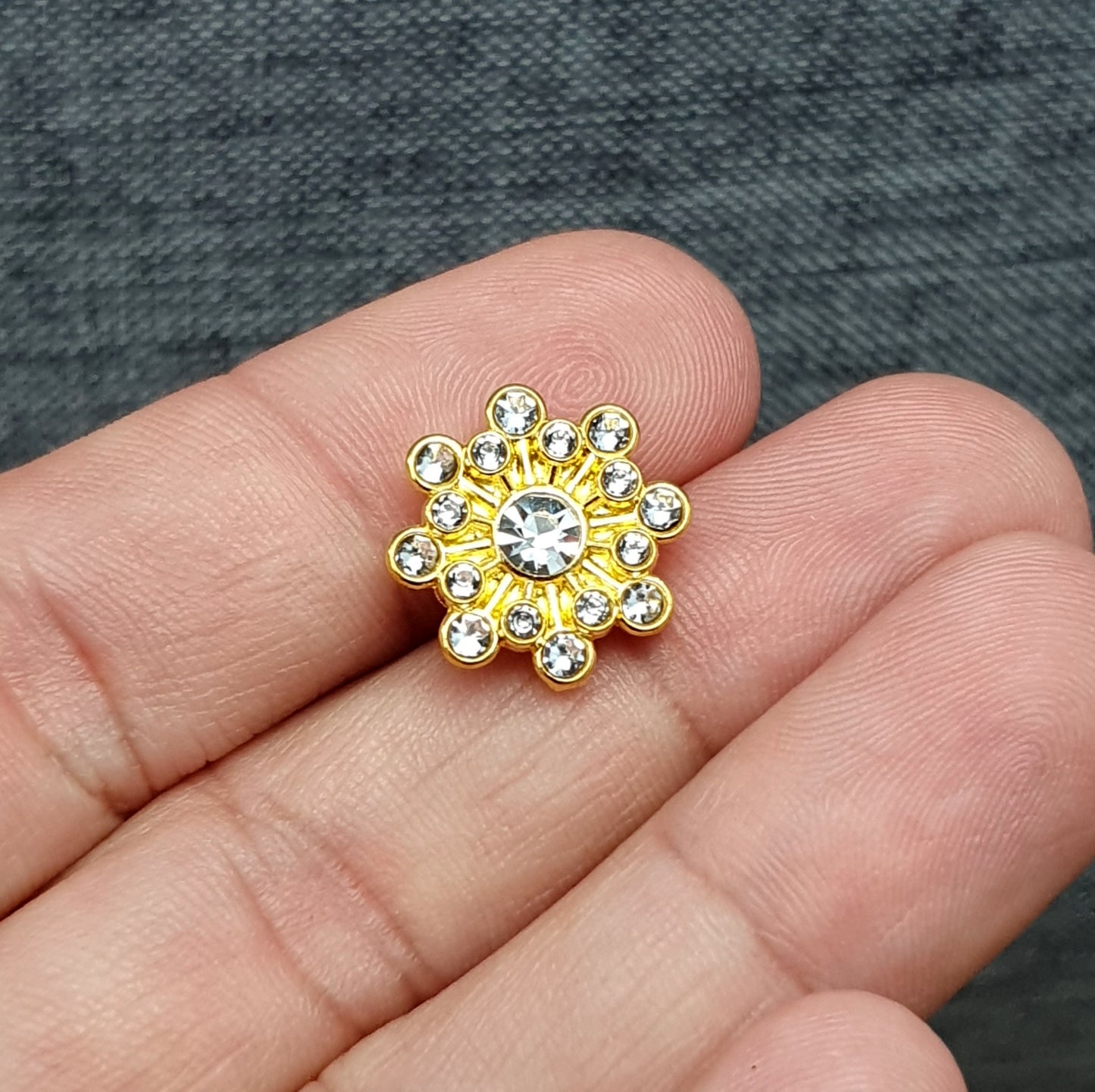 2 Vergoldete Zierelemente, Cabochons, mit Strass, Vergoldet, 9mm