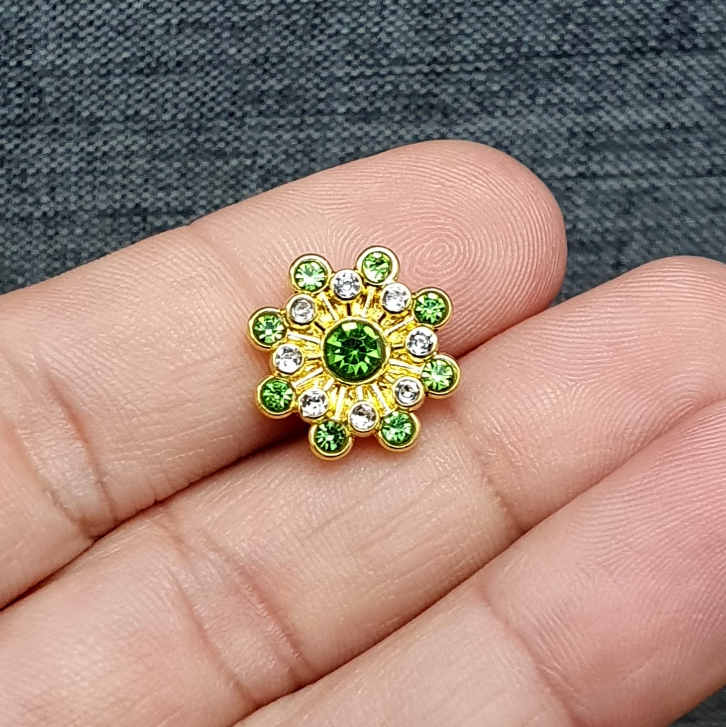 2 Vergoldete Zierelemente, Cabochons, mit Strass, Vergoldet, 9mm