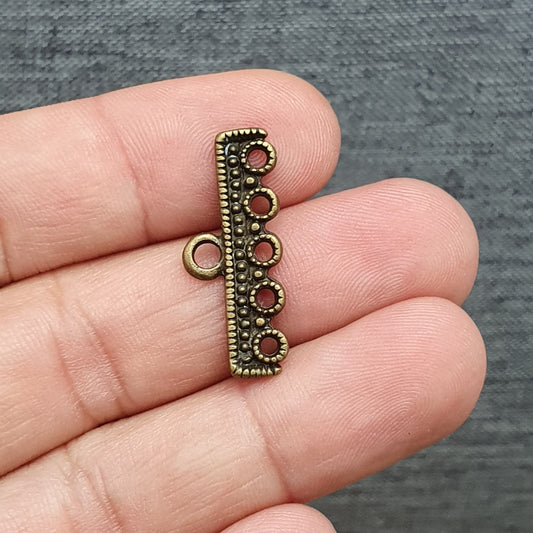 4 Multi Verbinder, 25mm, antik bronzefarbig, Schmuck basteln