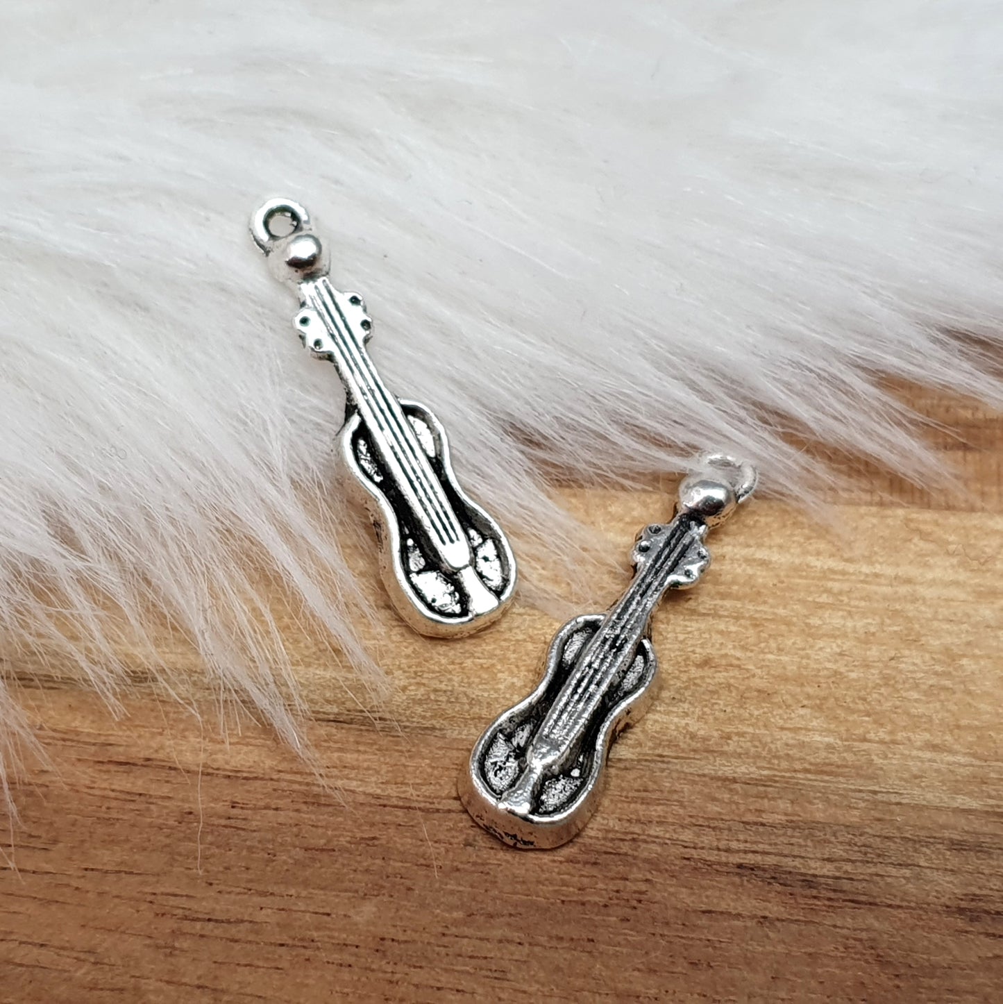 3 Anhänger, Charms, Cello, 25mm, antik silberfarbig, Schmuck Basteln