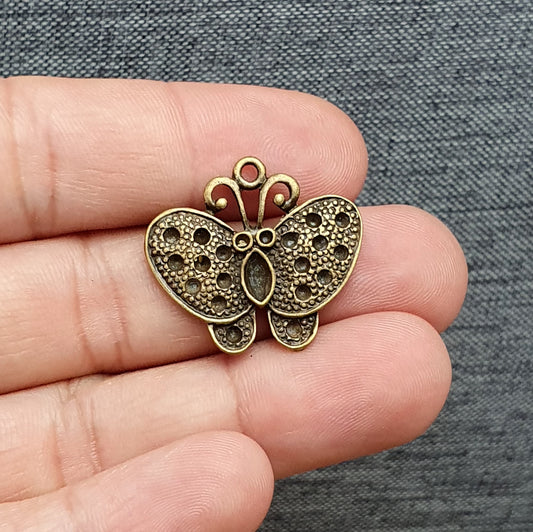 2 Anhänger, Charms, Schmetterling, 22mm, antik bronzefarbig, Schmuck Basteln