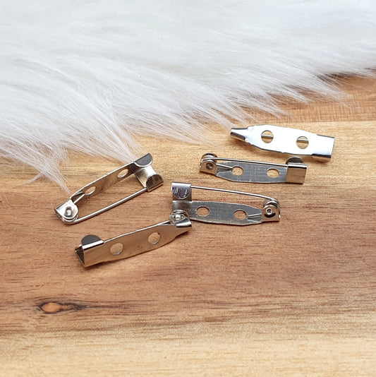 Broschennadeln, 16mm/20mm, silberfarbig, mit Lochplatte, Schmuck Basteln