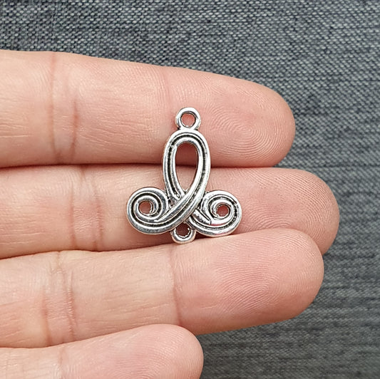 4 Verbinder, Schnörkel, Bogen, 22mm, antik silberfarbig, Schmuck Basteln